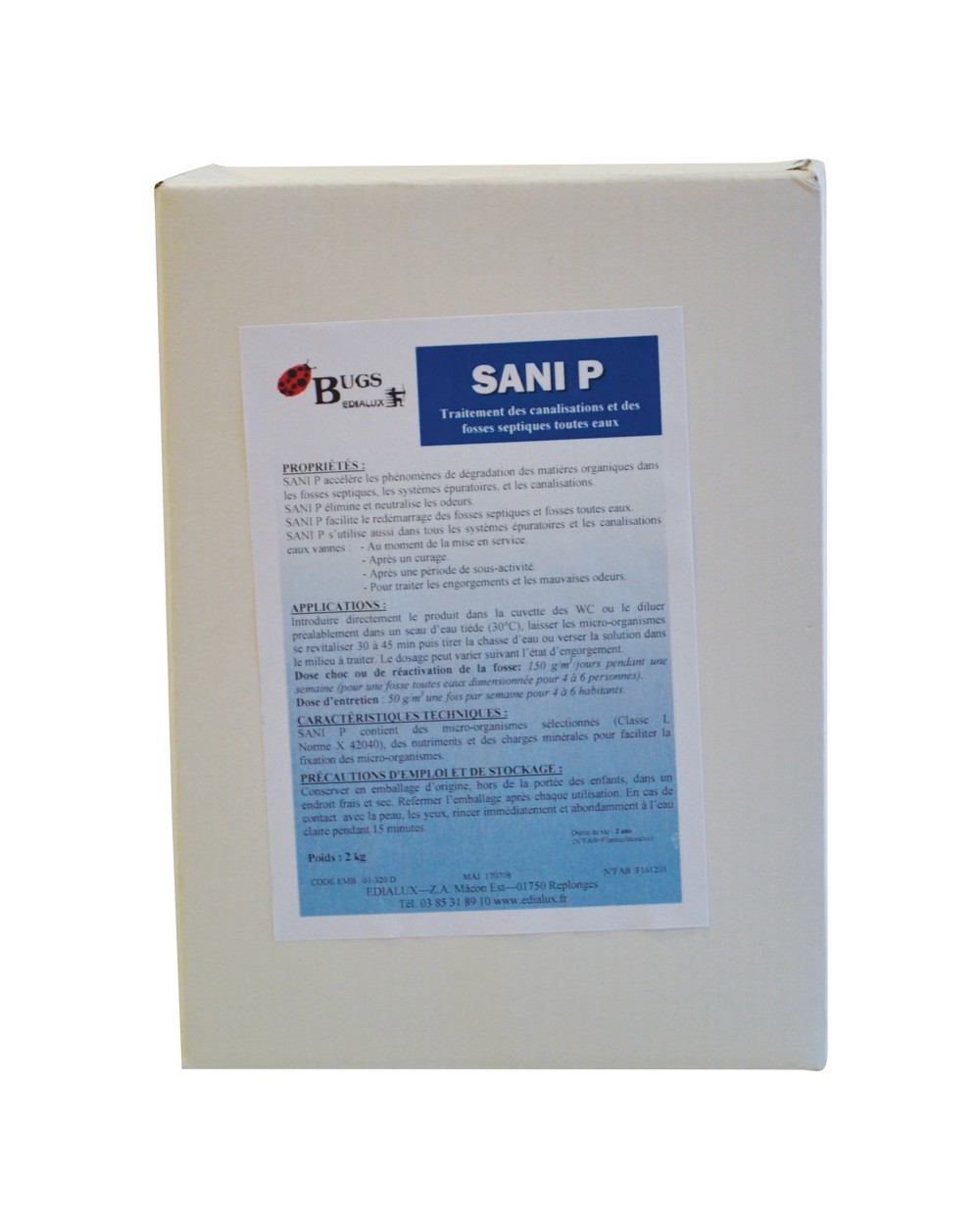 SANI P Fosses septiques canalisations eaux vannes  (2kg)